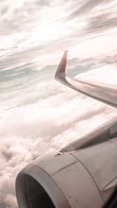 Preview wallpaper airplane, wing, clouds, view, overview