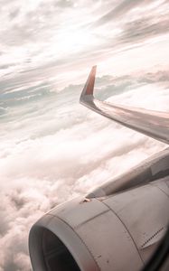Preview wallpaper airplane, wing, clouds, view, overview