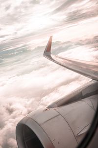 Preview wallpaper airplane, wing, clouds, view, overview