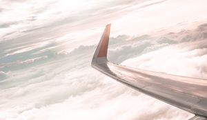 Preview wallpaper airplane, wing, clouds, view, overview