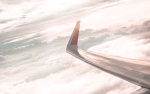 Preview wallpaper airplane, wing, clouds, view, overview