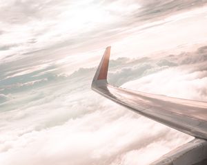 Preview wallpaper airplane, wing, clouds, view, overview