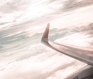 Preview wallpaper airplane, wing, clouds, view, overview