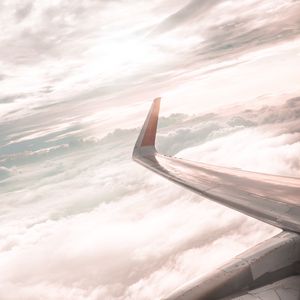 Preview wallpaper airplane, wing, clouds, view, overview