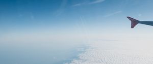 Preview wallpaper airplane, wing, clouds, sky, view