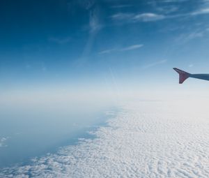 Preview wallpaper airplane, wing, clouds, sky, view