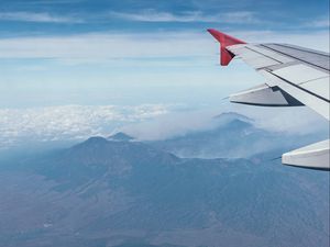 Preview wallpaper airplane, wing, elevation, relief