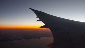 Preview wallpaper airplane, wing, flight, sky, dark