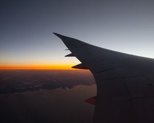 Preview wallpaper airplane, wing, flight, sky, dark