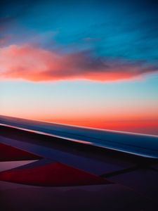 Preview wallpaper airplane wing, plane, clouds, sky, flight, height