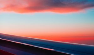 Preview wallpaper airplane wing, plane, clouds, sky, flight, height