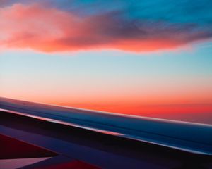 Preview wallpaper airplane wing, plane, clouds, sky, flight, height