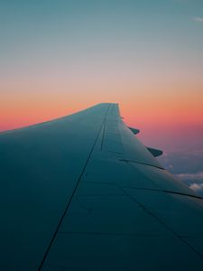 Preview wallpaper airplane wing, plane, sky, flight, clouds