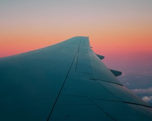 Preview wallpaper airplane wing, plane, sky, flight, clouds