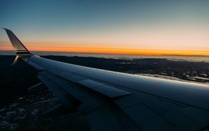 Preview wallpaper airplane, wing, sky, flight, night