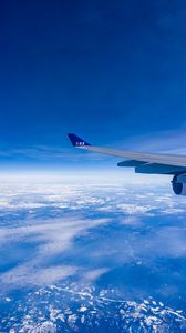 Preview wallpaper airplane wing, sky, flight, clouds, blue