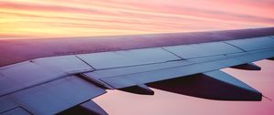 Preview wallpaper airplane, wing, view, sky, dusk