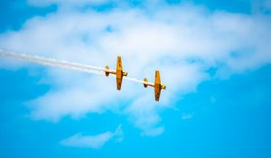 Preview wallpaper airplanes, airshow, trick, sky, smoke, aerobatics