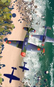 Preview wallpaper airplanes, flight, aerial view, art