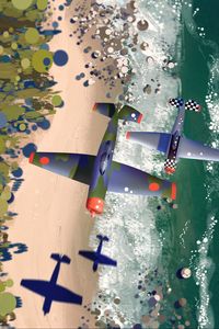 Preview wallpaper airplanes, flight, aerial view, art