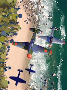 Preview wallpaper airplanes, flight, aerial view, art