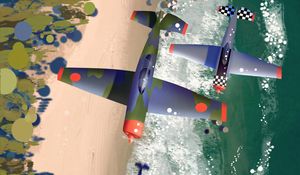 Preview wallpaper airplanes, flight, aerial view, art