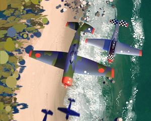 Preview wallpaper airplanes, flight, aerial view, art