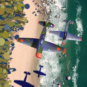 Preview wallpaper airplanes, flight, aerial view, art