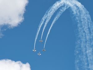 Preview wallpaper airplanes, flight, sky, clouds