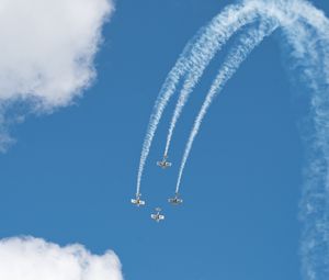 Preview wallpaper airplanes, flight, sky, clouds