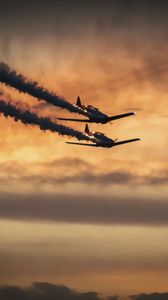 Preview wallpaper airplanes, military, smoke, sky