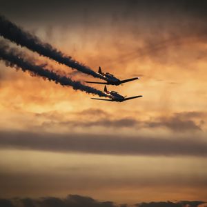Preview wallpaper airplanes, military, smoke, sky