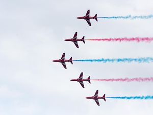 Preview wallpaper airplanes, smoke, colorful, flight, aerobatics