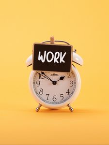Preview wallpaper alarm clock, clock, time, work, word, yellow