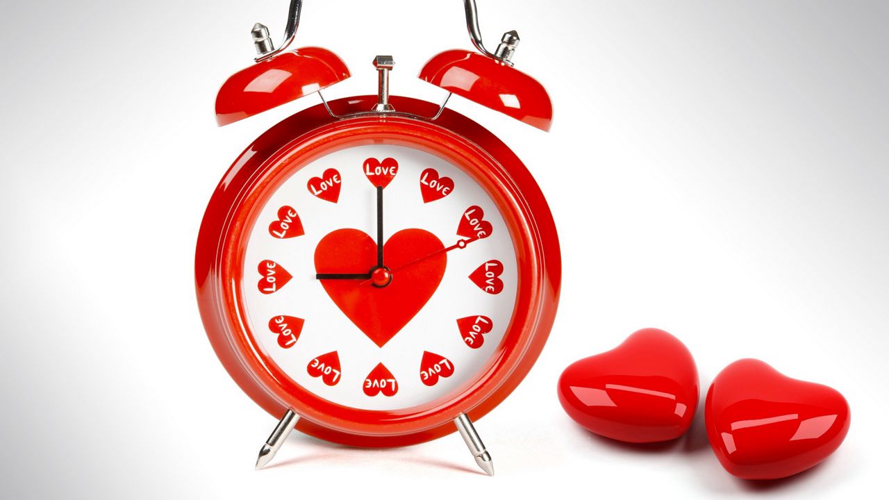 Wallpaper alarm clock, heart, love, red