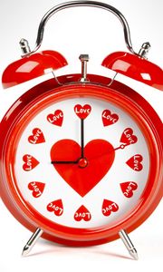 Preview wallpaper alarm clock, heart, love, red