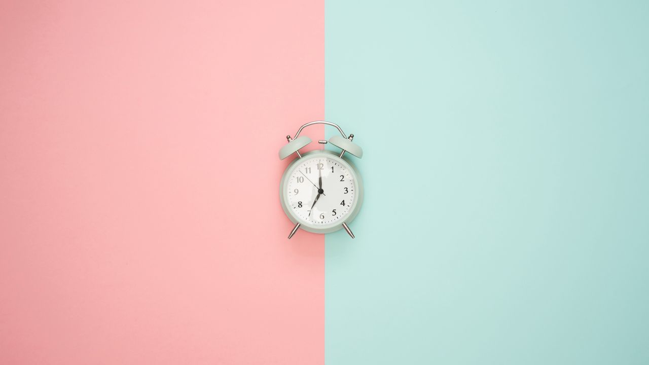 Wallpaper alarm clock, minimalism, pink, pastel