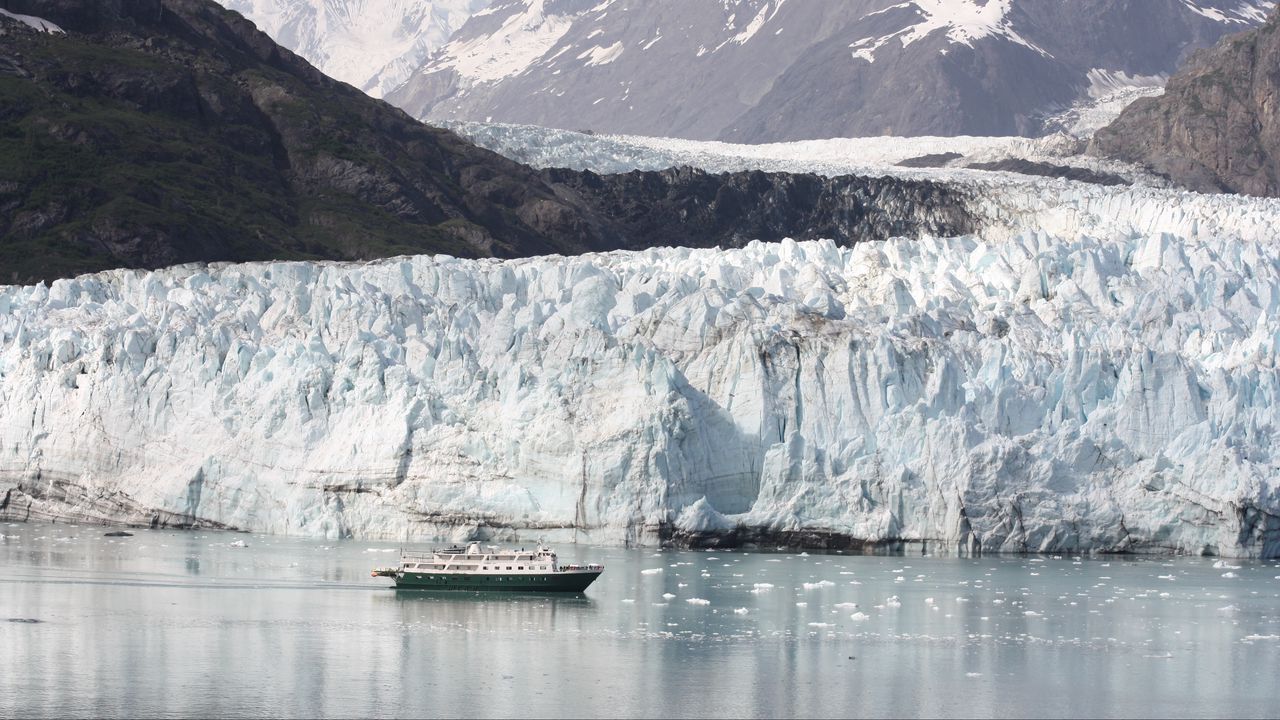Wallpaper alaska, glacier, bay, ship