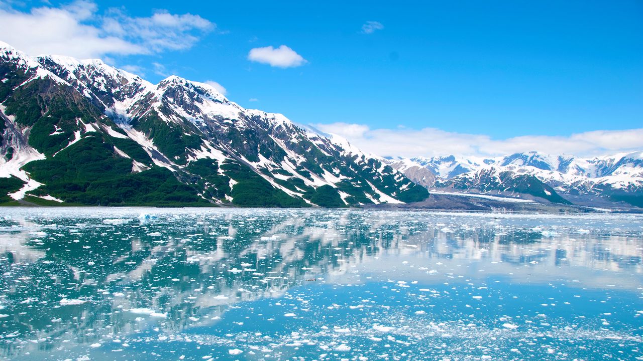 Wallpaper alaska, glacier, mountains, sky
