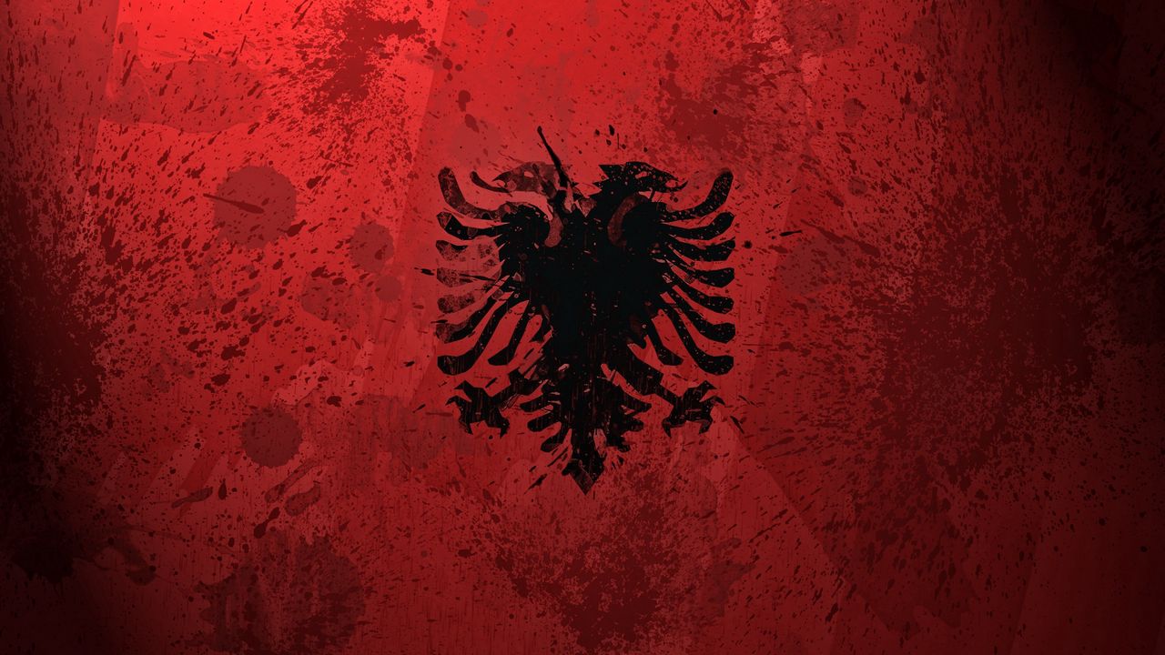 Wallpaper albania, flag, coat of arms, background, color, symbols, texture