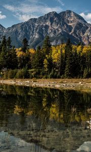Preview wallpaper alberta, canada, mountains, lake, trees, reflection