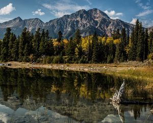 Preview wallpaper alberta, canada, mountains, lake, trees, reflection