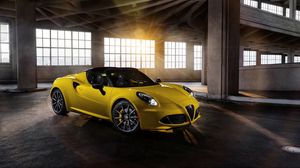 Preview wallpaper alfa 4c spider, alfa, yellow, side view
