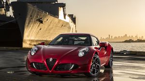 Preview wallpaper alfa romeo, 4c, 2015, red, sports car, coupe
