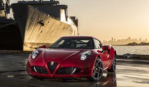 Preview wallpaper alfa romeo, 4c, 2015, red, sports car, coupe