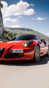 Preview wallpaper alfa romeo, 4c, au-spec, red, front view