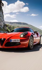 Preview wallpaper alfa romeo, 4c, au-spec, red, front view