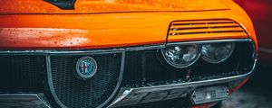 Preview wallpaper alfa romeo, car, orange, wet, front view