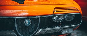 Preview wallpaper alfa romeo, car, orange, wet, front view