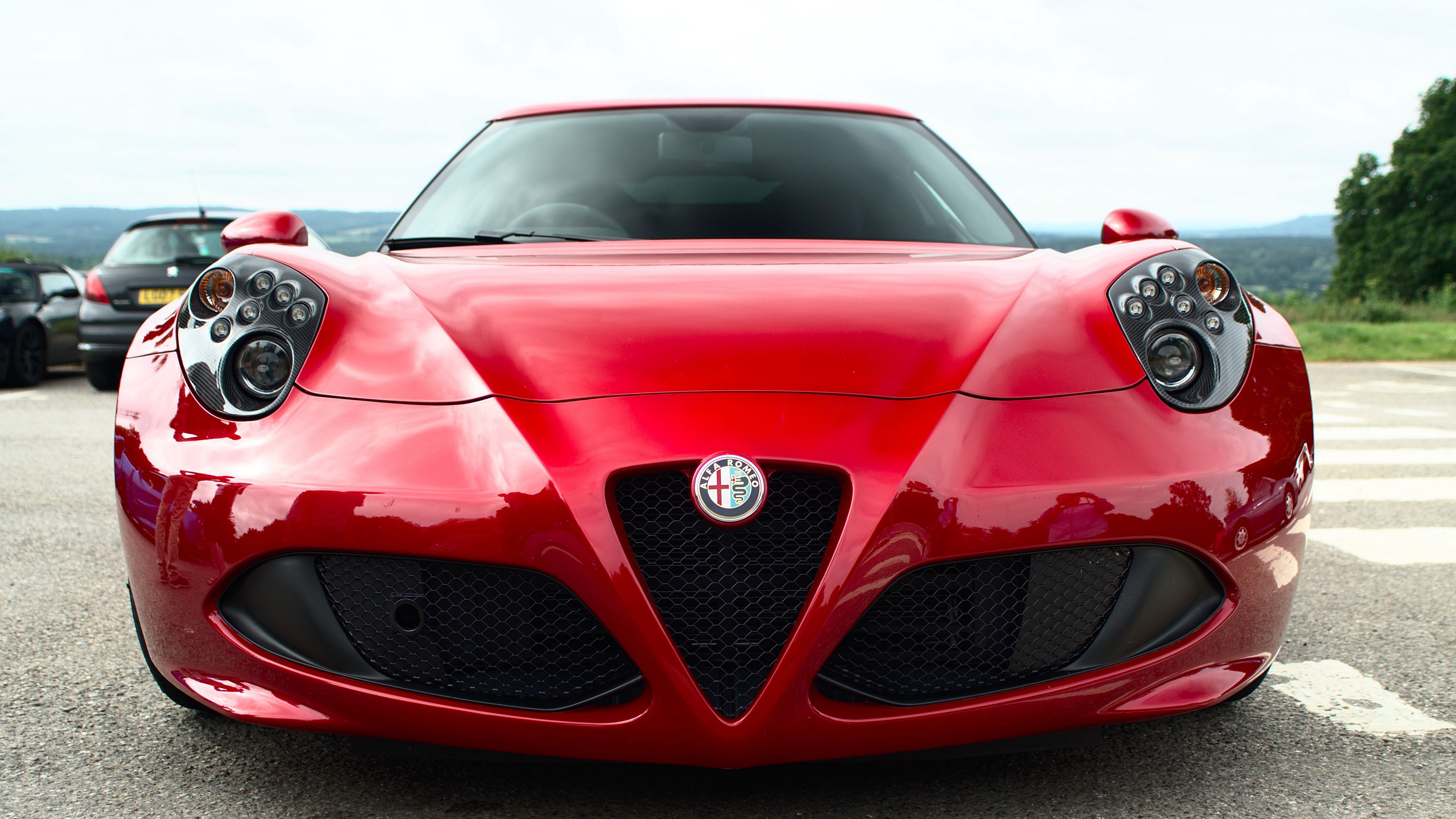 Download wallpaper 3840x2160 alfa romeo, red, front view 4k uhd 16:9 hd ...